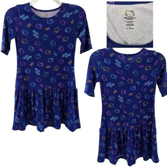 Hello Kitty Blue Signature Kitty Cat Jersey Knit Soft Dress – Small/Medium NWOT - Picture 2 of 16
